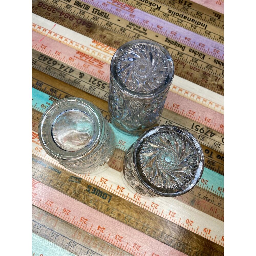 Vintage‎ Starburst Pattern Clear Heavy Juice Glass Oatmeal Glasses 3 MCM 1960s - Picture 2 of 10